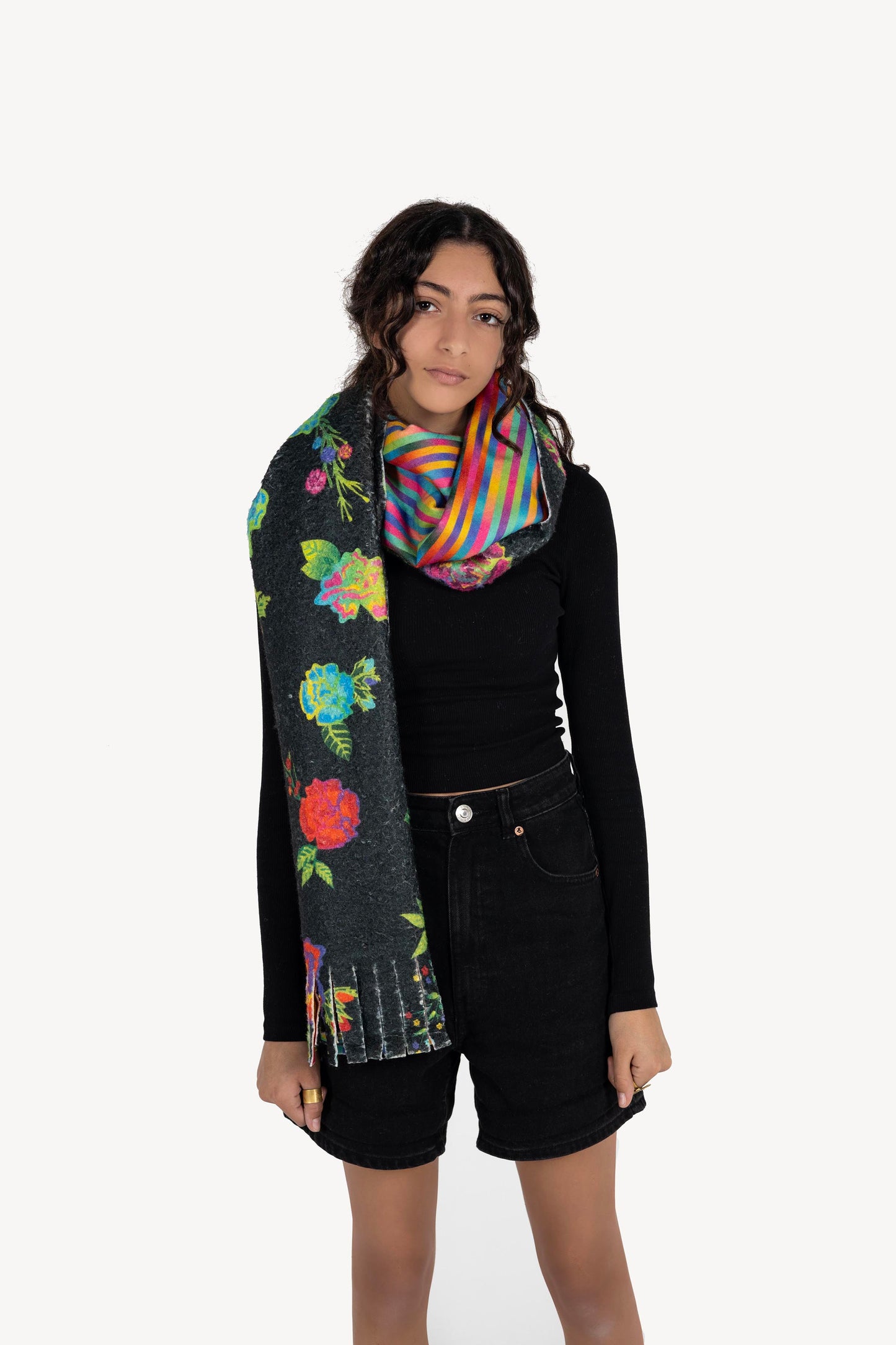 Flowers double-faced scarf