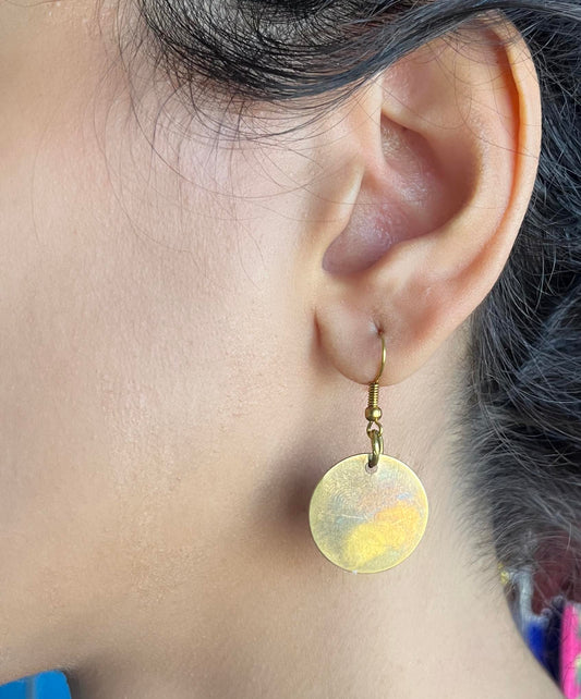 Small Copper Disk Earrings